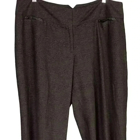 Lane Bryant Women 18W Plaid Dress Trouser Pants Brown Polyester Blend Career - Picture 2 of 7